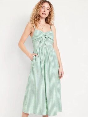 Old Navy Striped Mint Green Tie-Front Midi Sundress Size XXL Petite